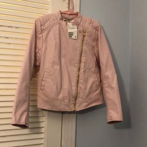 Kids pink leather jacket